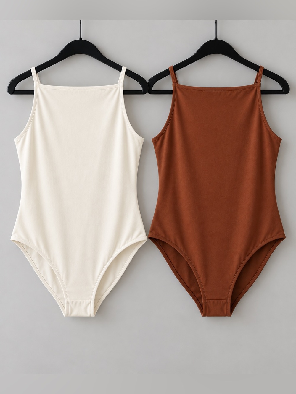 Old Navy 2 Pack Square Neck Bodysuits Size L Cream Brown